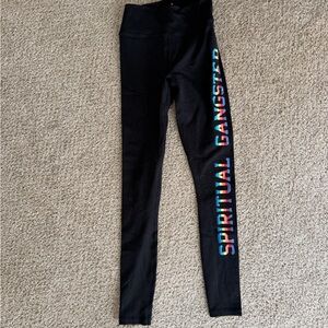 Spiritual Gangster Black and Gold Leggings